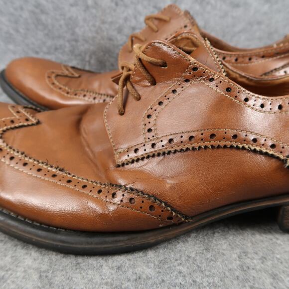 Guess Shoes Mens 10 Wingtip Oxfords Derby Brown Classic Event Formal Lace Up - Picture 5 of 12